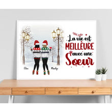 Charger l'image dans la galerie, Poster encadré en bois personnalisée, Noël cadeau pour Sœurs, amies, Jusqu'à 6 filles, La vie est Meilleur Avec