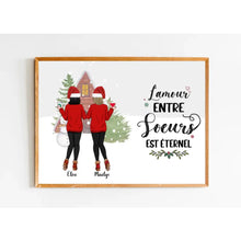 Charger l'image dans la galerie, Poster encadré en bois personnalisée, Noël cadeau pour amies, Jusqu'à 6 filles, L'amour Entre Sœurs est éternel