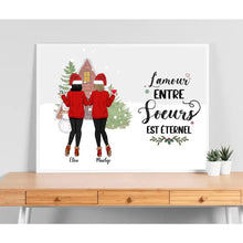 Charger l'image dans la galerie, Poster encadré en bois personnalisée, Noël cadeau pour amies, Jusqu'à 6 filles, L'amour Entre Sœurs est éternel
