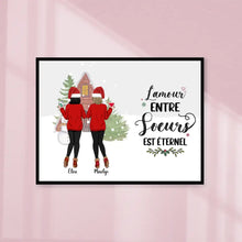 Charger l'image dans la galerie, Poster encadré en bois personnalisée, Noël cadeau pour amies, Jusqu'à 6 filles, L'amour Entre Sœurs est éternel