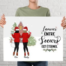 Charger l'image dans la galerie, Poster encadré en bois personnalisée, Noël cadeau pour amies, Jusqu'à 6 filles, L'amour Entre Sœurs est éternel