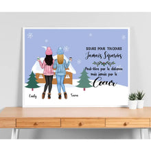Charger l'image dans la galerie, Poster encadré en bois personnalisée, Noël cadeau pour amies, Jusqu'à 6 filles, Sœurs Pour Toujours Jamais Séparées