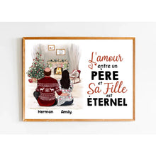 Charger l'image dans la galerie, Poster encadré en bois personnalisée, Noël cadeau pour papa, Jusqu'à 5 filles, L'amour entre un Père et Sa Fille