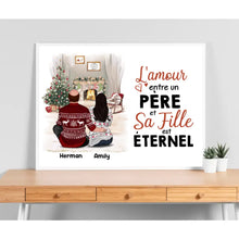 Charger l'image dans la galerie, Poster encadré en bois personnalisée, Noël cadeau pour papa, Jusqu'à 5 filles, L'amour entre un Père et Sa Fille