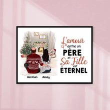 Charger l'image dans la galerie, Poster encadré en bois personnalisée, Noël cadeau pour papa, Jusqu'à 5 filles, L'amour entre un Père et Sa Fille