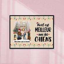 Charger l'image dans la galerie, Poster encadré en bois personnalisée, Noël cadeau pour Maman Chien, Jusqu'à 4 Chiens, Meilleure Avec des chiens