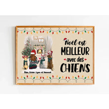 Charger l'image dans la galerie, Poster encadré en bois personnalisée, Noël cadeau pour Maman Chien, Jusqu'à 4 Chiens, Meilleure Avec des chiens