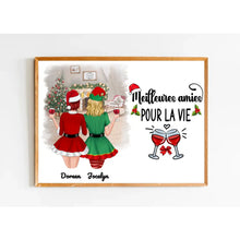 Charger l'image dans la galerie, Poster encadré en bois personnalisée, Noël cadeau pour amies, Sœurs, Jusqu'à 5 filles, Meilleures Amies Pour La Vie