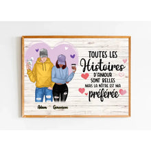 Charger l'image dans la galerie, Poster encadré en bois personnalisée, cadeau pour Couple, petit ami, petite amie, Les Histoires D'amour Sont Belles