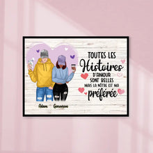 Charger l'image dans la galerie, Poster encadré en bois personnalisée, cadeau pour Couple, petit ami, petite amie, Les Histoires D'amour Sont Belles