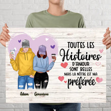 Charger l'image dans la galerie, Poster encadré en bois personnalisée, cadeau pour Couple, petit ami, petite amie, Les Histoires D'amour Sont Belles