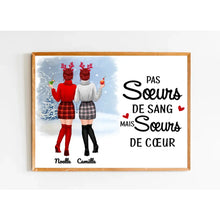 Charger l'image dans la galerie, Poster encadré en bois personnalisée, Noël cadeau pour amie, Pas Sœurs De Sang Mai Sœurs De Cœur