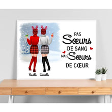 Charger l'image dans la galerie, Poster encadré en bois personnalisée, Noël cadeau pour amie, Pas Sœurs De Sang Mai Sœurs De Cœur