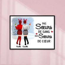 Charger l'image dans la galerie, Poster encadré en bois personnalisée, Noël cadeau pour amie, Pas Sœurs De Sang Mai Sœurs De Cœur