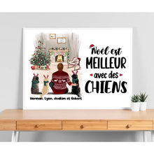 Charger l'image dans la galerie, Poster encadré en bois personnalisée, Noël cadeau pour Papa Chien, Jusqu'à 4 Chiens, Meilleure Avec des chiens
