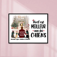 Charger l'image dans la galerie, Poster encadré en bois personnalisée, Noël cadeau pour Papa Chien, Jusqu'à 4 Chiens, Meilleure Avec des chiens