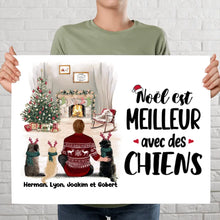 Charger l'image dans la galerie, Poster encadré en bois personnalisée, Noël cadeau pour Papa Chien, Jusqu'à 4 Chiens, Meilleure Avec des chiens