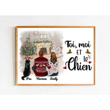 Charger l'image dans la galerie, Poster encadré en bois personnalisée, Noël cadeau pour Maman et Papa Chien, Noël est Meilleure Avec des chiens