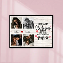 Charger l'image dans la galerie, Poster encadré en bois personnalisée, Photo cadeau pour Couple, Les Histoires D'amour Sont Belles