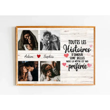 Charger l'image dans la galerie, Poster encadré en bois personnalisée, Photo cadeau pour Couple, Les Histoires D'amour Sont Belles