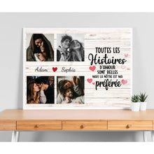 Charger l'image dans la galerie, Poster encadré en bois personnalisée, Photo cadeau pour Couple, Les Histoires D'amour Sont Belles