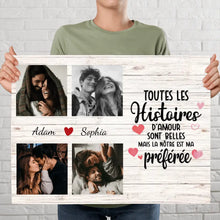 Charger l'image dans la galerie, Poster encadré en bois personnalisée, Photo cadeau pour Couple, Les Histoires D'amour Sont Belles