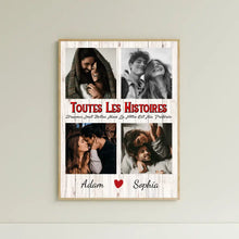 Charger l'image dans la galerie, Poster encadré en bois personnalisée, Photo cadeau pour Couple, Les Histoires D'amour Sont Belles