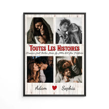 Charger l'image dans la galerie, Poster encadré en bois personnalisée, Photo cadeau pour Couple, Les Histoires D'amour Sont Belles