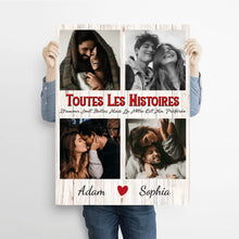 Charger l'image dans la galerie, Poster encadré en bois personnalisée, Photo cadeau pour Couple, Les Histoires D'amour Sont Belles