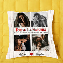 Charger l'image dans la galerie, Oreiller personnalisée, Canapé Coussin Photo cadeau pour Couple, Les Histoires D'amour Sont Belles