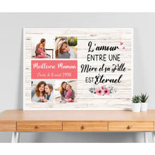 Charger l'image dans la galerie, Poster encadré en bois personnalisée, Photo Noël cadeau pour Meilleure Maman, Mère et sa Fille Est éternel