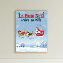 Charger l'image dans la galerie, Poster encadré en bois personnalisée, cadeau pour Maman Papa chats, jusqu'à 6 chats, La Patte Noël arrive en ville