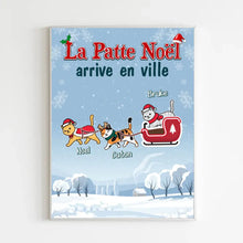 Charger l'image dans la galerie, Poster encadré en bois personnalisée, cadeau pour Maman Papa chats, jusqu'à 6 chats, La Patte Noël arrive en ville