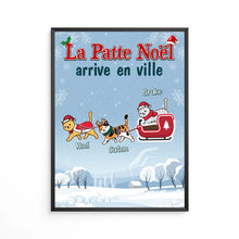 Charger l'image dans la galerie, Poster encadré en bois personnalisée, cadeau pour Maman Papa chats, jusqu'à 6 chats, La Patte Noël arrive en ville