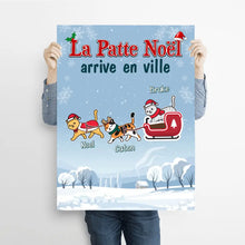 Charger l'image dans la galerie, Poster encadré en bois personnalisée, cadeau pour Maman Papa chats, jusqu'à 6 chats, La Patte Noël arrive en ville