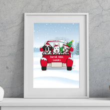 Charger l'image dans la galerie, Passe partout personnalisée, cadeau pour Maman et Papa Chien, jusqu'à 3 chiens, Voiture rouge, joyeux noël