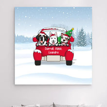 Charger l'image dans la galerie, Impression sur Acrylique personnalisée, cadeau pour Maman et Papa Chien, jusqu'à 3 chiens, Voiture rouge, joyeux noël