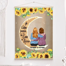 Charger l'image dans la galerie, Toile à suspendre personnalisée, Toile cadeau pour fête des mères, Maman, je t'aime jusqu'à la lune et retour