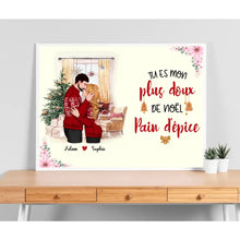 Charger l'image dans la galerie, Poster encadré en bois personnalisée, noël cadeau pour Couple, femme, mari, tu es mon plus doux de noël pain d'épice