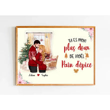 Charger l'image dans la galerie, Poster encadré en bois personnalisée, noël cadeau pour Couple, femme, mari, tu es mon plus doux de noël pain d'épice