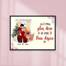 Charger l'image dans la galerie, Poster encadré en bois personnalisée, noël cadeau pour Couple, femme, mari, tu es mon plus doux de noël pain d'épice