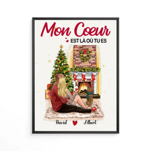 Charger l'image dans la galerie, Poster encadré en bois personnalisée, noël cadeau pour Couple, femme, mari, Mon Cœurs est là où tu es