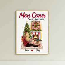 Charger l'image dans la galerie, Poster encadré en bois personnalisée, noël cadeau pour Couple, femme, mari, Mon Cœurs est là où tu es
