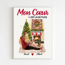 Charger l'image dans la galerie, Poster encadré en bois personnalisée, noël cadeau pour Couple, femme, mari, Mon Cœurs est là où tu es
