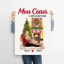 Charger l'image dans la galerie, Poster encadré en bois personnalisée, noël cadeau pour Couple, femme, mari, Mon Cœurs est là où tu es