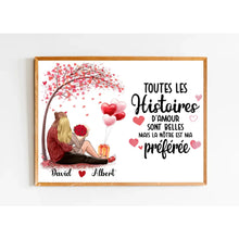 Charger l'image dans la galerie, Poster encadré en bois personnalisée, noël cadeau pour Couple, femme, mari, toutes les histoires d'amour sont belles