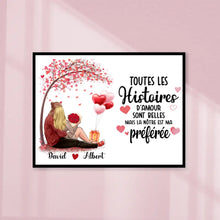 Charger l'image dans la galerie, Poster encadré en bois personnalisée, noël cadeau pour Couple, femme, mari, toutes les histoires d'amour sont belles