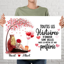 Charger l'image dans la galerie, Poster encadré en bois personnalisée, noël cadeau pour Couple, femme, mari, toutes les histoires d'amour sont belles