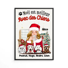 Charger l'image dans la galerie, Poster encadré en bois personnalisée, noël cadeau pour maman chien, noël est meilleur avec des chiens