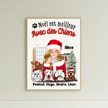 Charger l'image dans la galerie, Poster encadré en bois personnalisée, noël cadeau pour maman chien, noël est meilleur avec des chiens